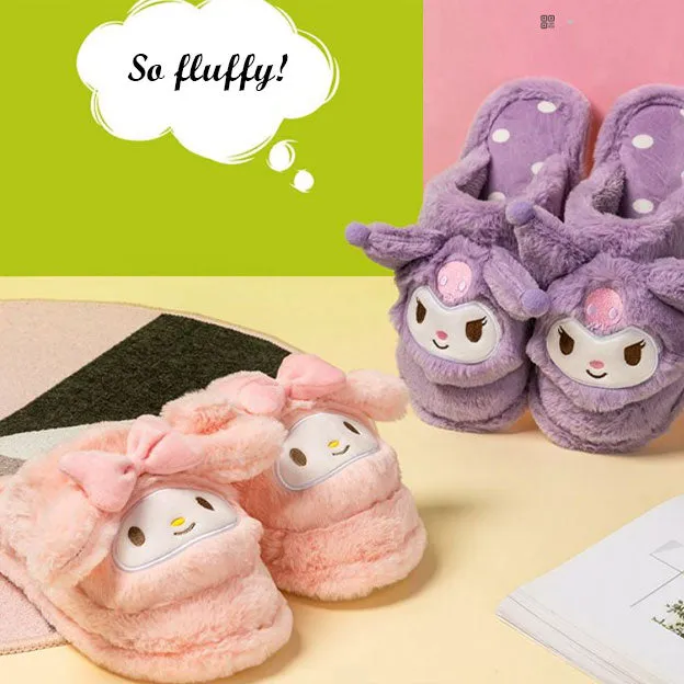 Kuromi fluffy house slippers - MINISO x SANRIO