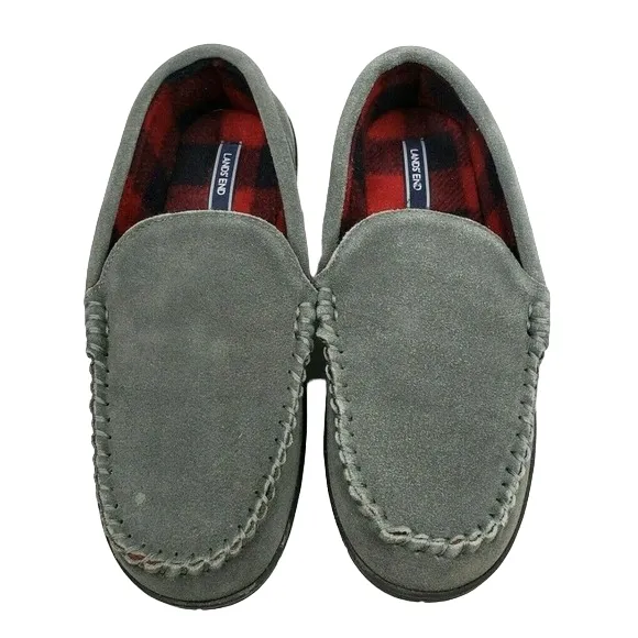 Lands End Men's Suede Leather Moccasin Slippers