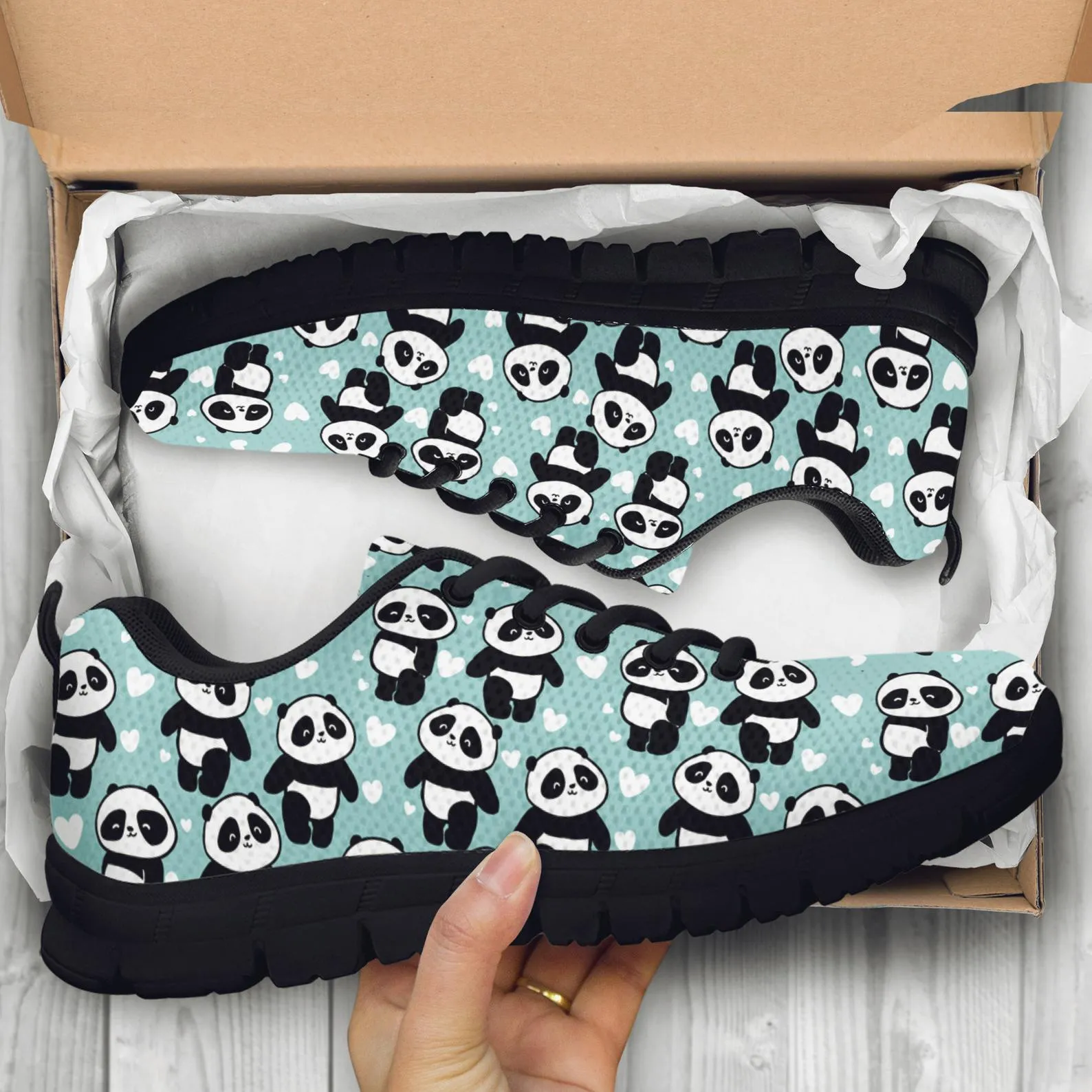 Lovely Panda Shoes Panda Print Sneakers Panda Running Shoes Athletic Casual Shoes Panda Lover Gifts Clothing for Womens Mens Kids Adults