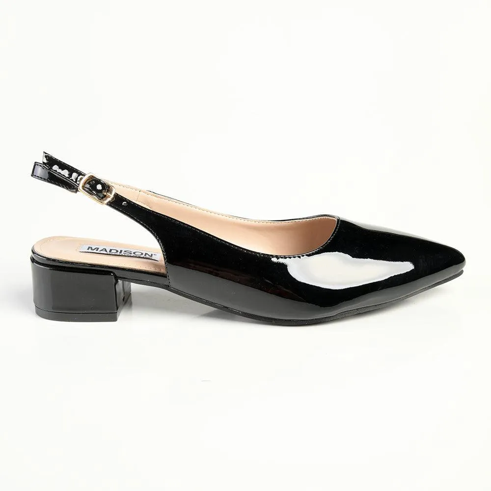 Madison Bellarose Low Block Heel Slingback Sandal - Black