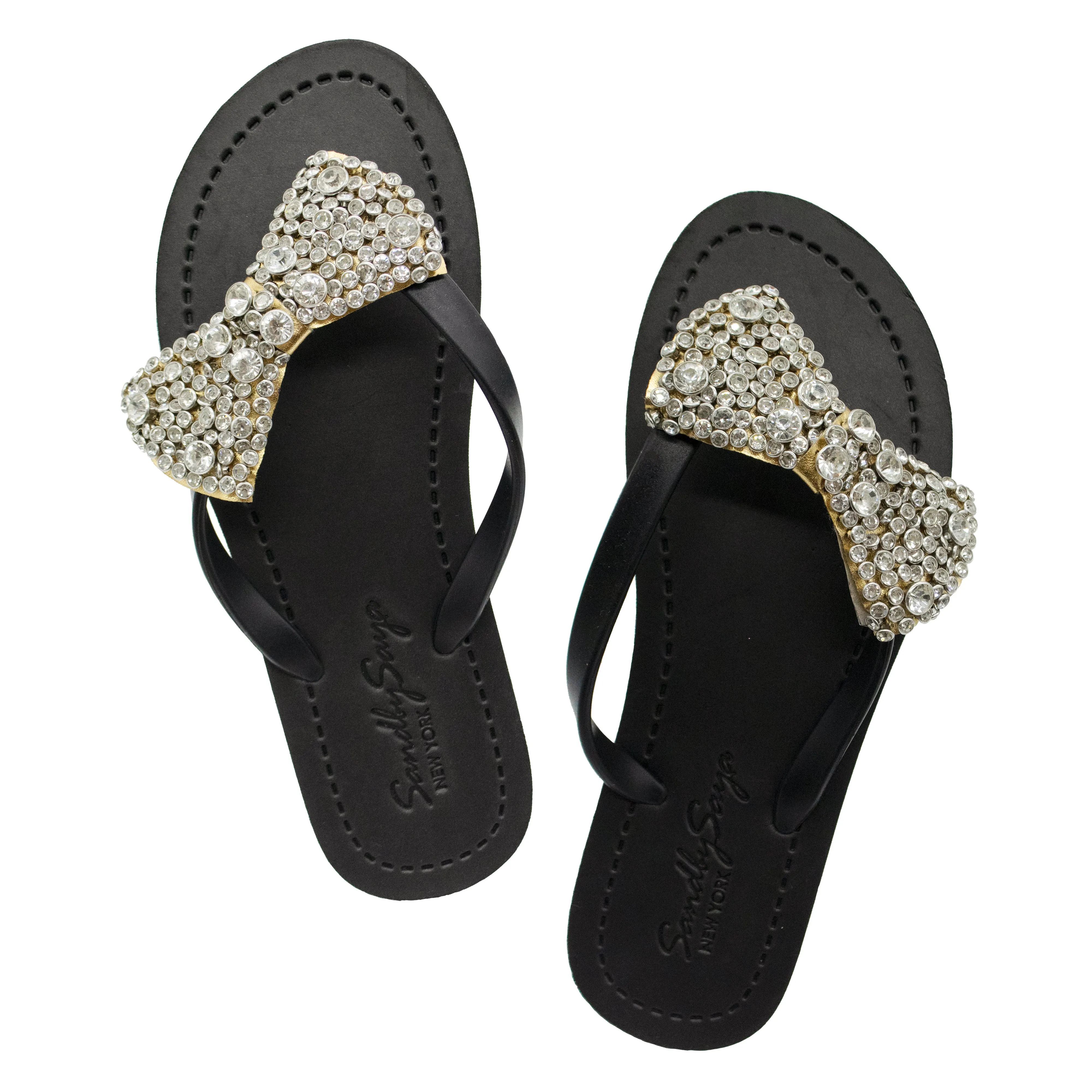 Madison - Crystal Stones Bow Flat Flip Flops Sandal- Womens