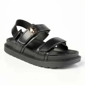 Madison Jamie Double Strap Footbed Sandal - Black