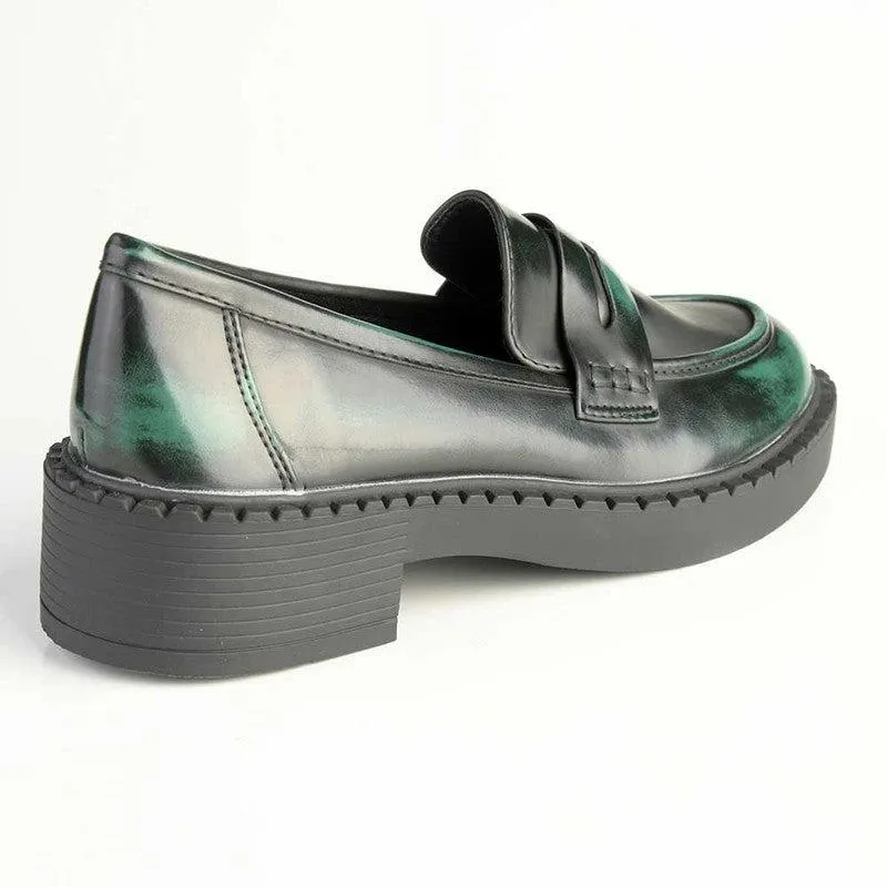 Madison Pia Slip On Brogue - Emerald Green