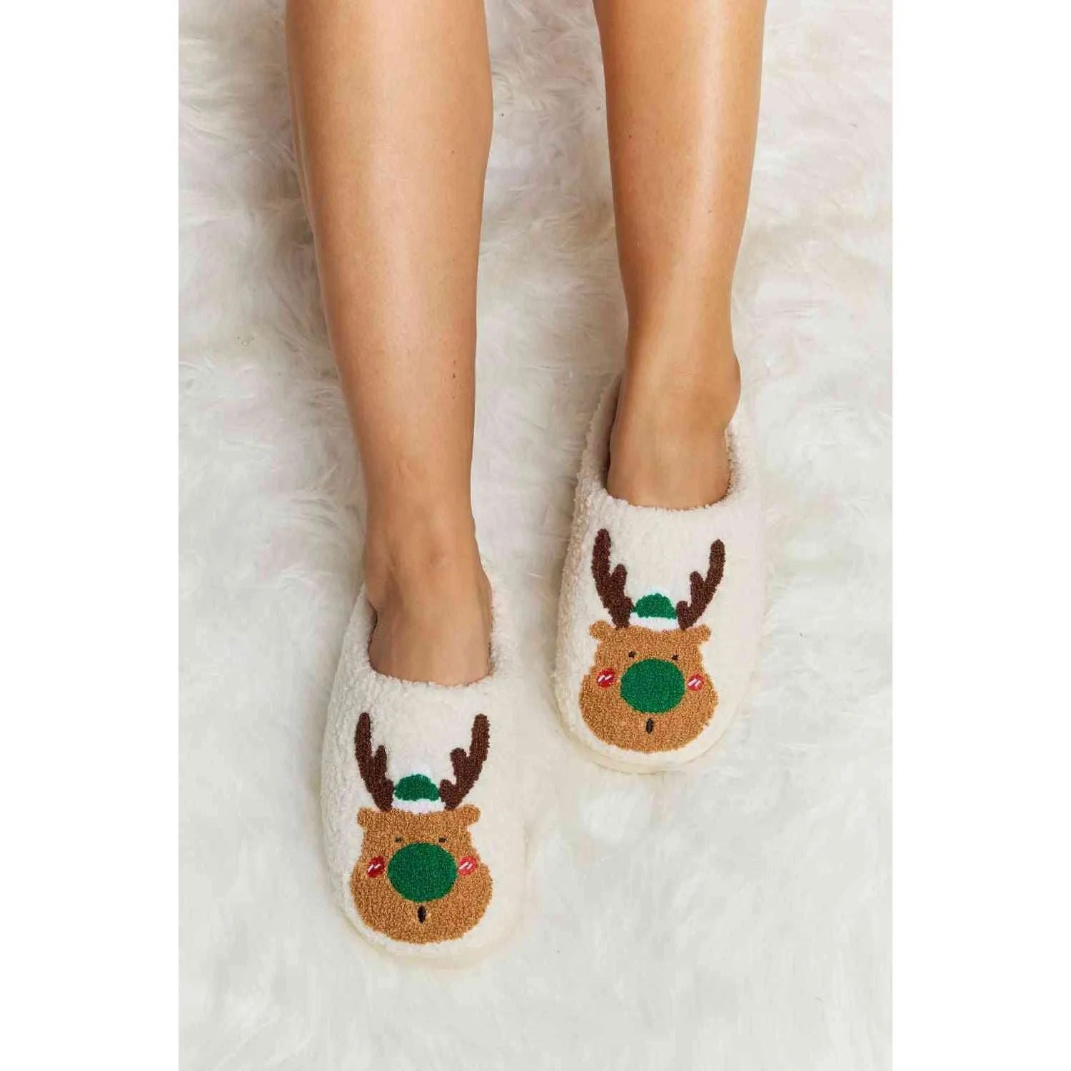 Melody Rudolph Print Plush Slide Slippers