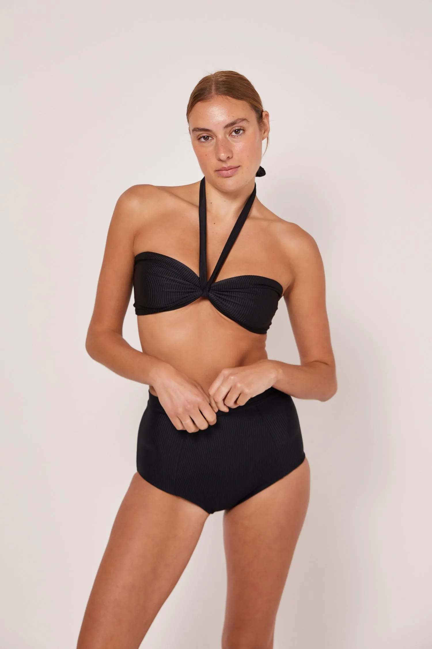 OLIVIA MULTI WAY HALTER BIKINI TOP - BLACK