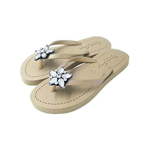 One Star - Rhinestone Embellished Flat Flip Flops Sandal