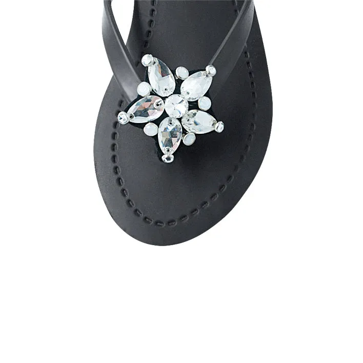 One Star - Rhinestone Mid Wedge Flip Flops