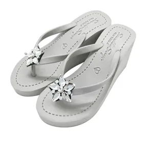 One Star- Crystal Rhinestone Embellished High Wedge Flip Flops Sandal