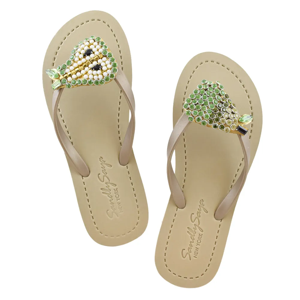 Pear - Rhinestone Flat Flip Flops Sandal