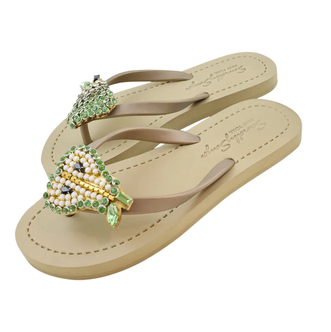 Pear - Rhinestone Flat Flip Flops Sandal