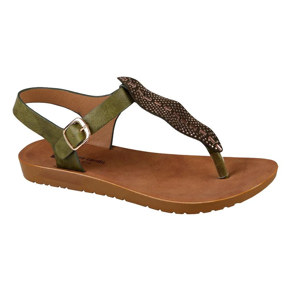 Pierre Cardin Ariella Thong Sandal - Olive