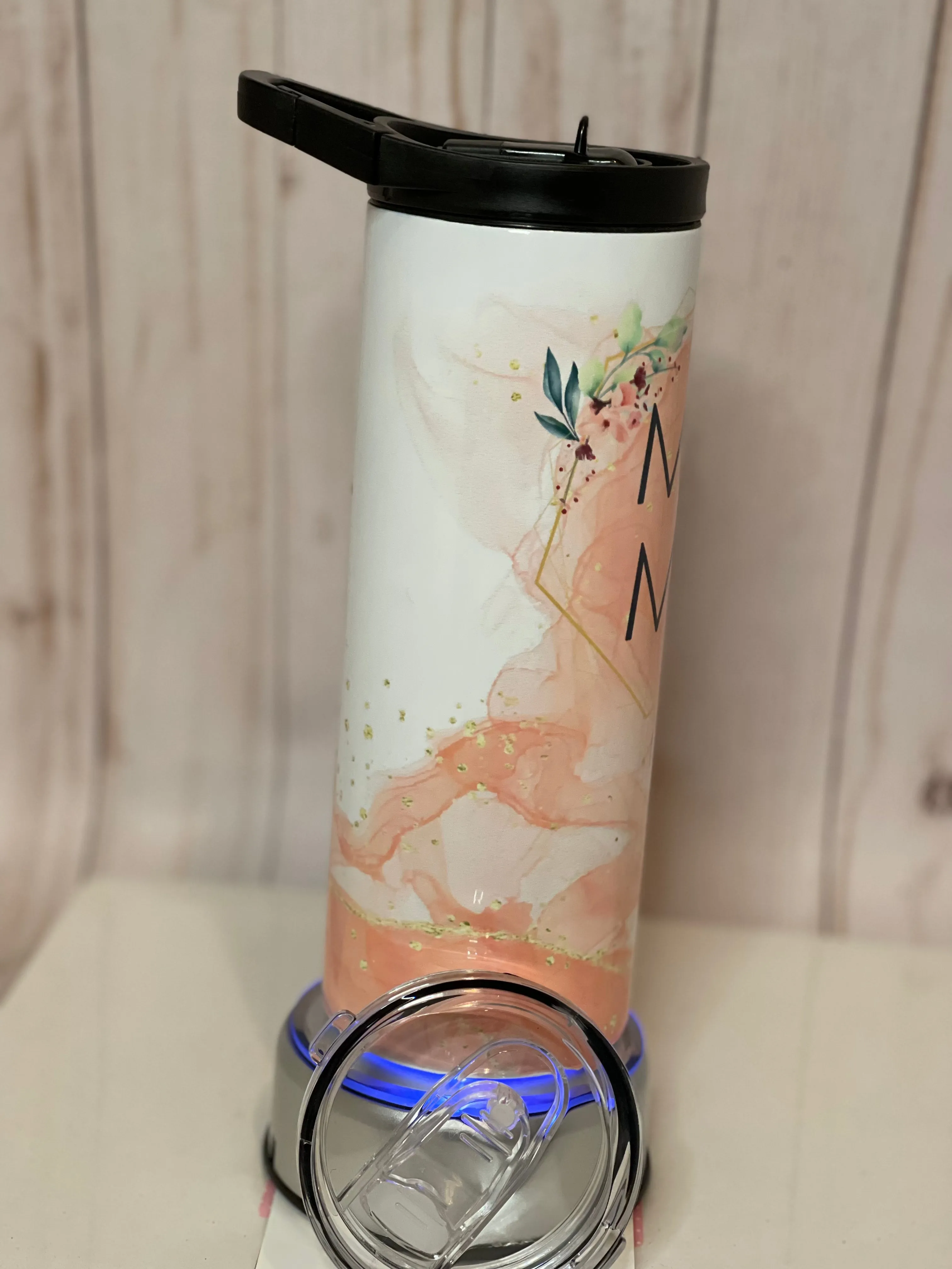 Pink watercolor mama 25 oz duo topped tumbler