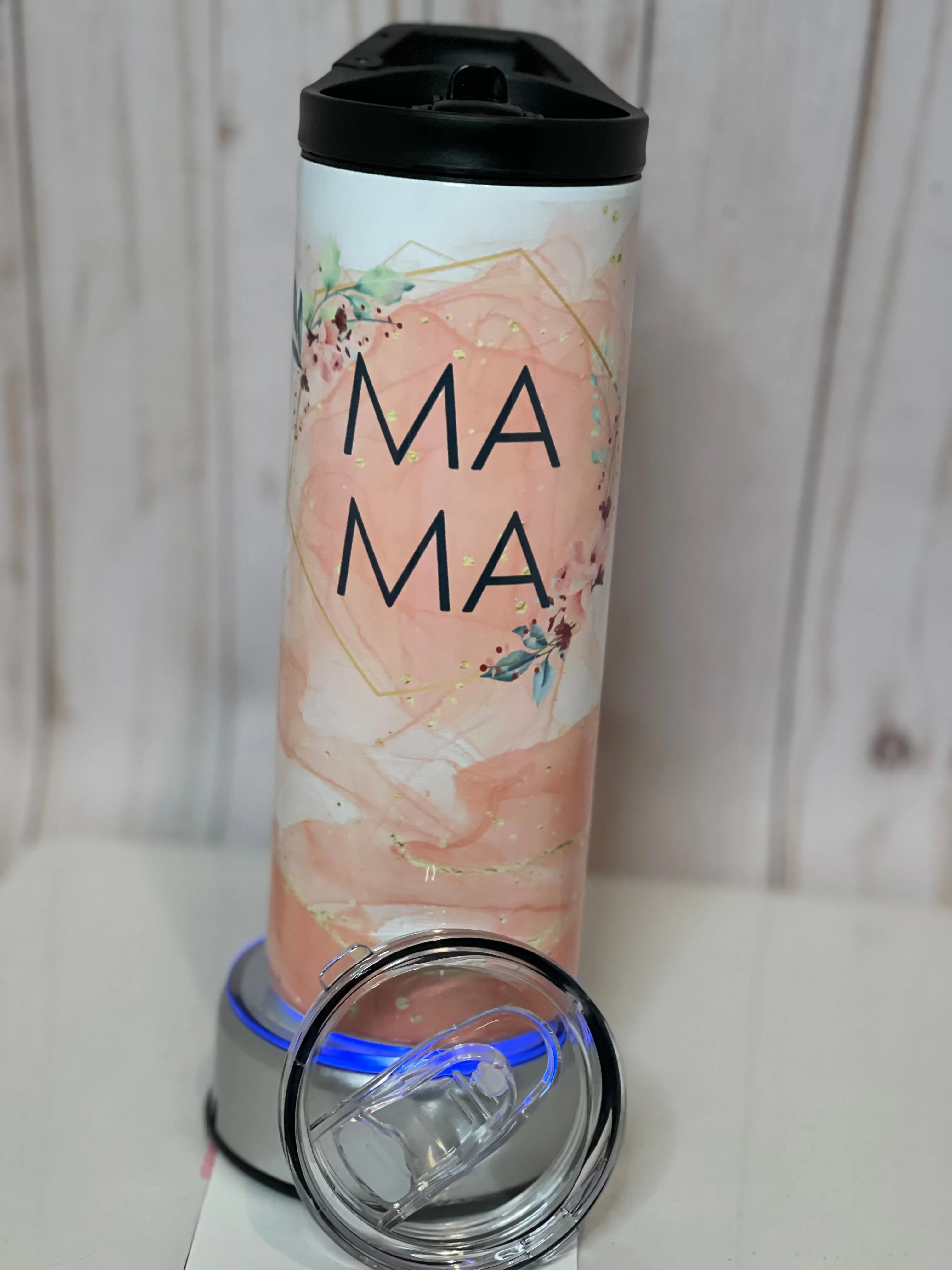 Pink watercolor mama 25 oz duo topped tumbler