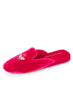 Queen Bee Embroidered Velvet Slipper