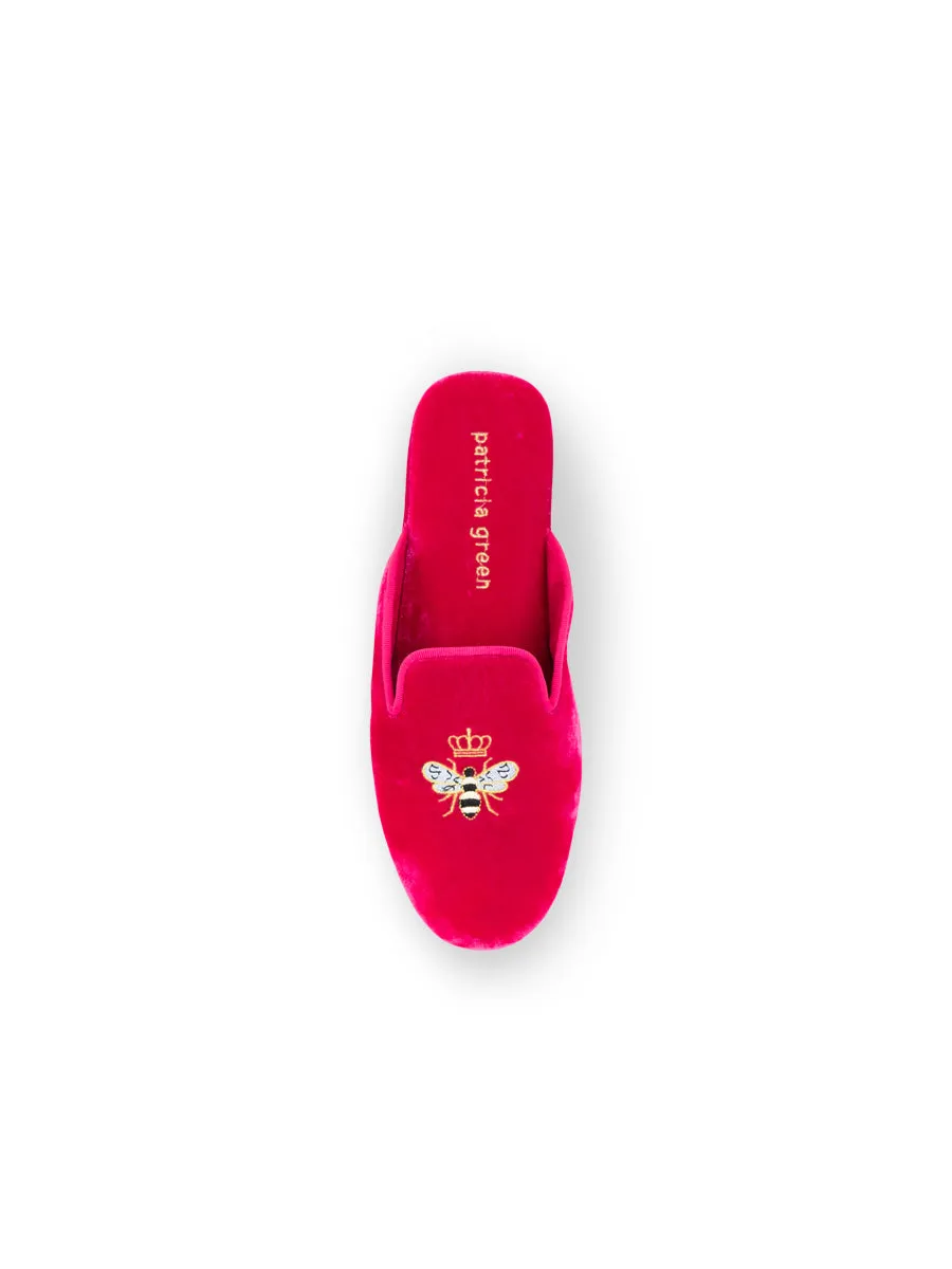 Queen Bee Embroidered Velvet Slipper