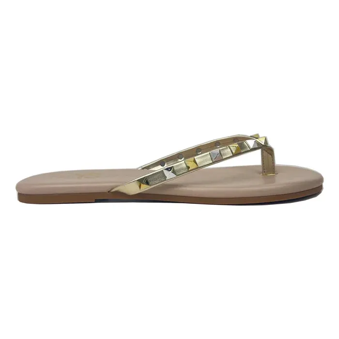 Rivington Sandal - Beige Metallic Studded