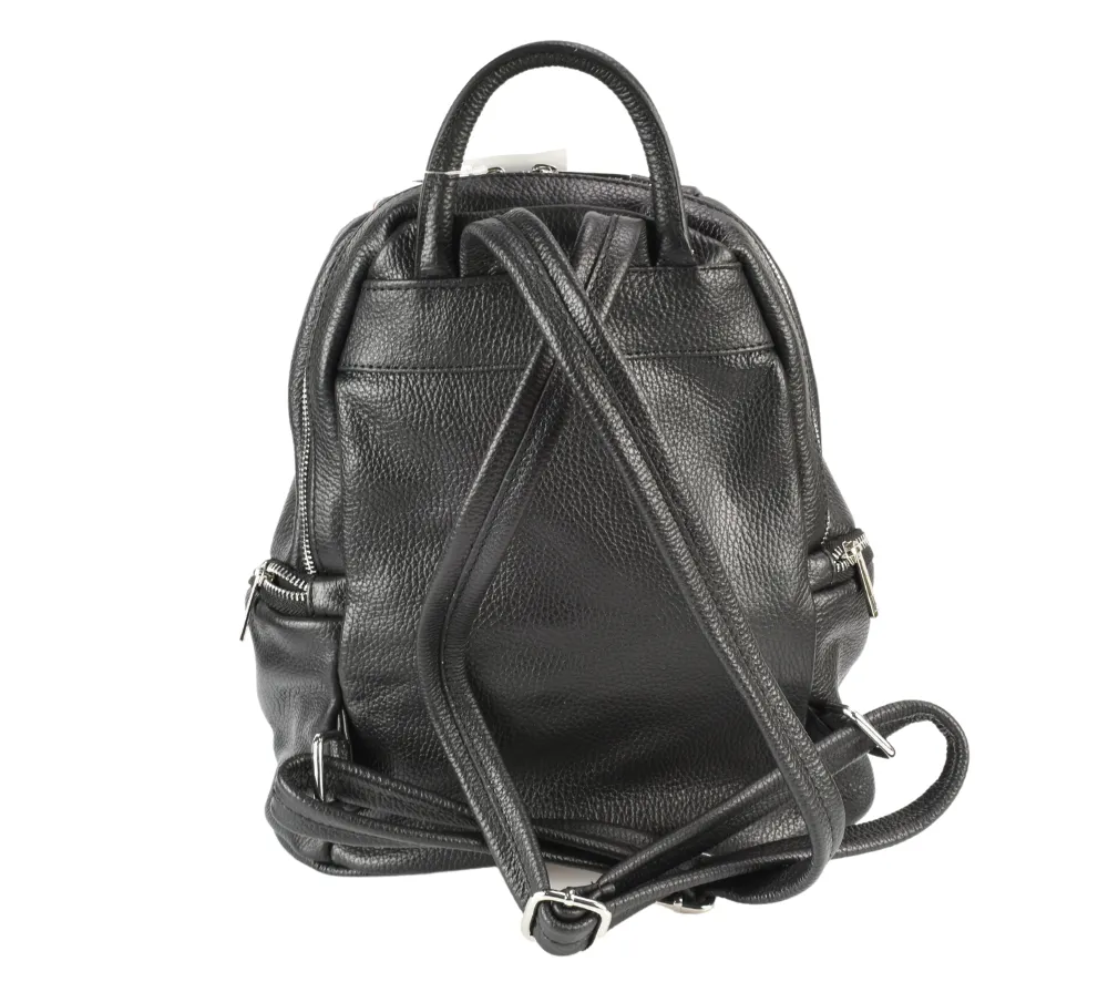 Rucsac casual, dama, ADA SHOES 23061, negru, piele naturala