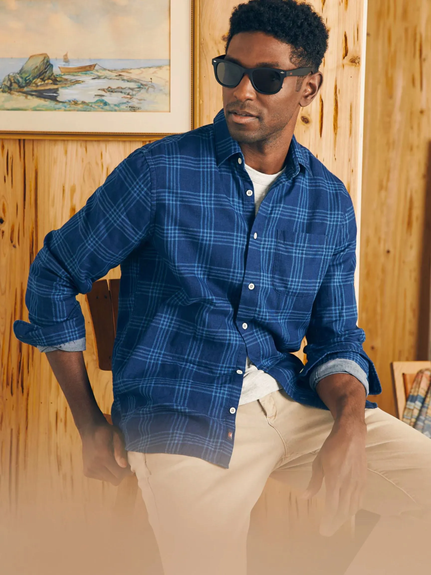 Sunwashed Chambray Shirt | Navy Night Windowpane