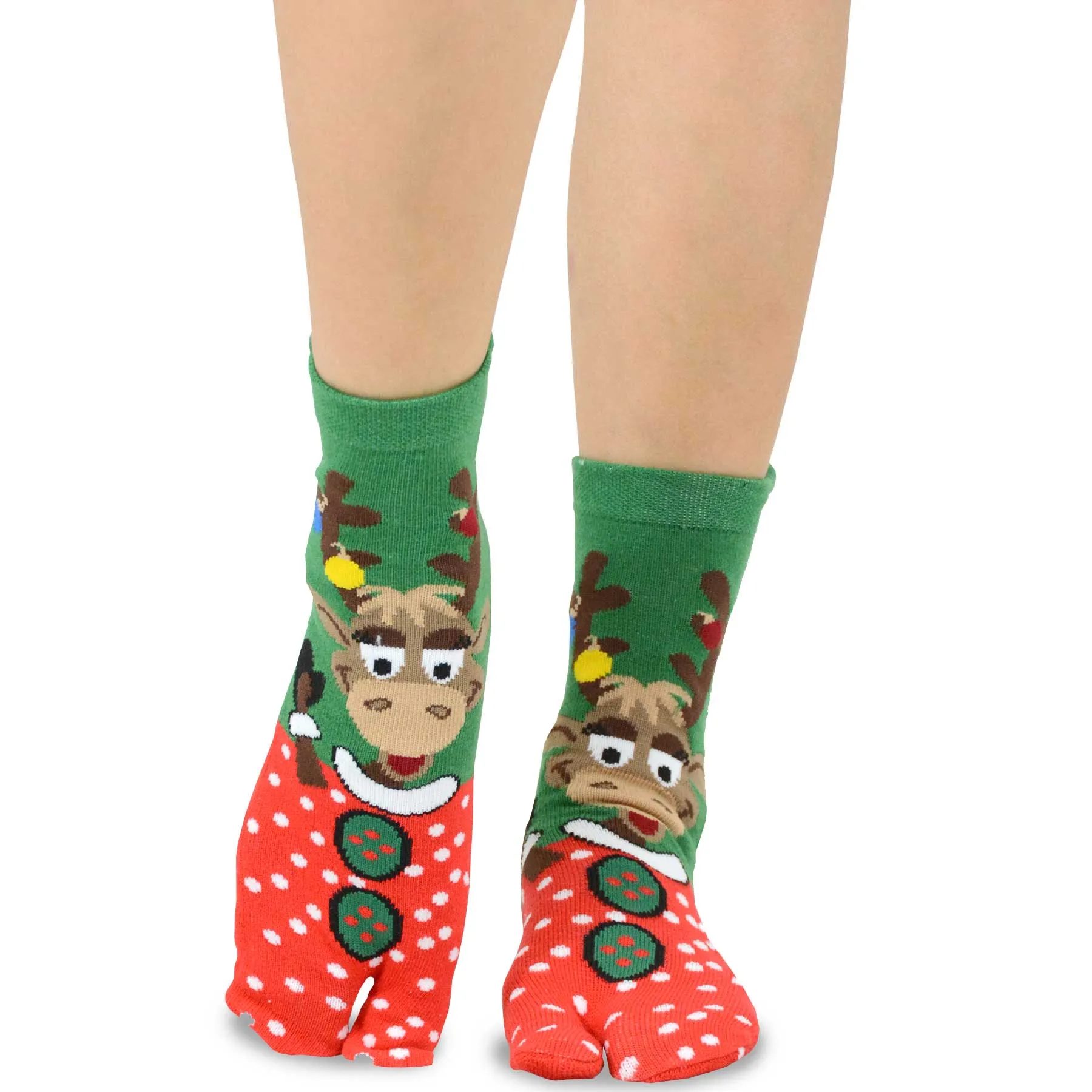 TeeHee Socks Women's Christmas Cotton Big Toe Santa 3-Pack (11705)