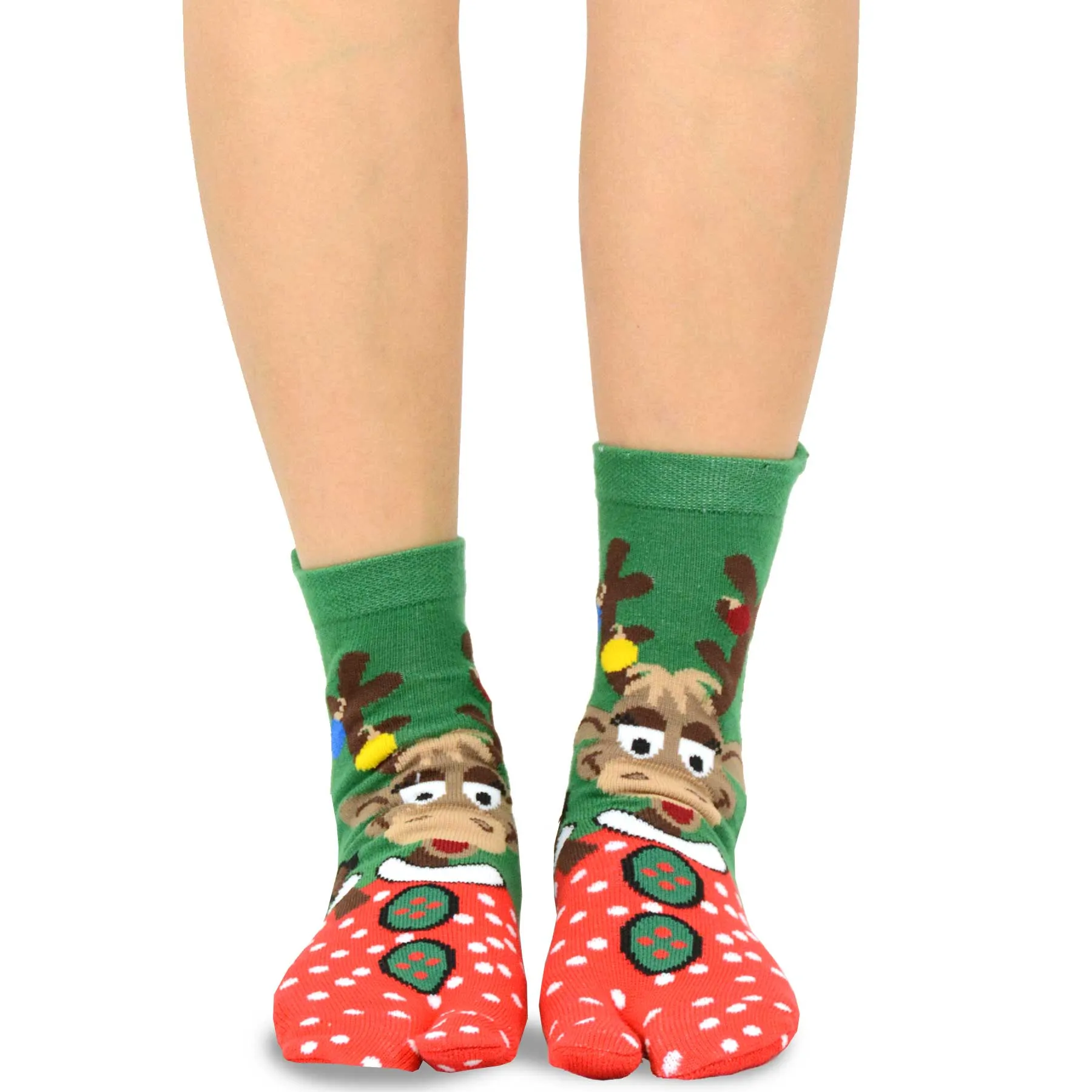 TeeHee Socks Women's Christmas Cotton Big Toe Santa 3-Pack (11705)