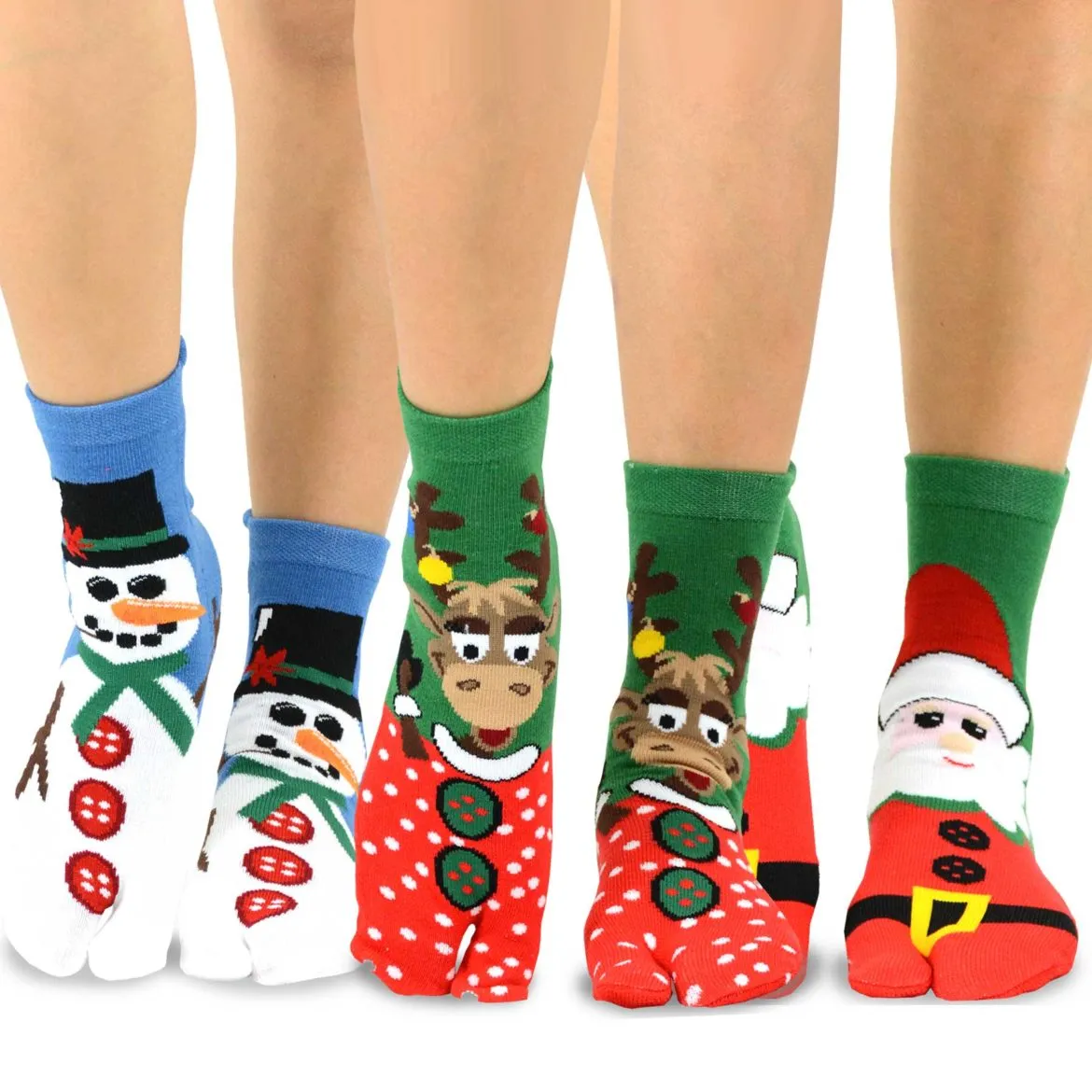 TeeHee Socks Women's Christmas Cotton Big Toe Santa 3-Pack (11705)