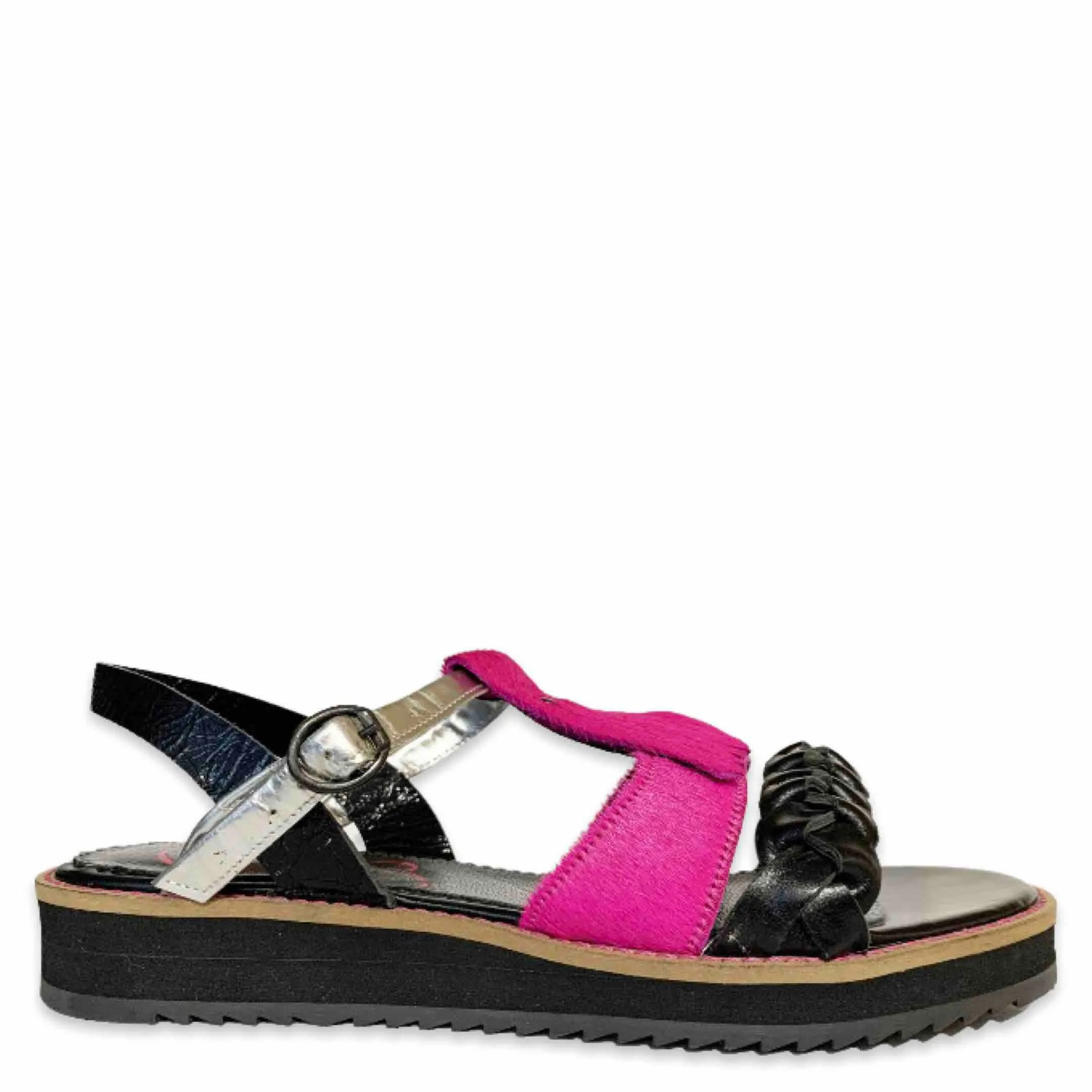 Trois - Fuchsia/Black sandal- last pairs 35, 36 and 38