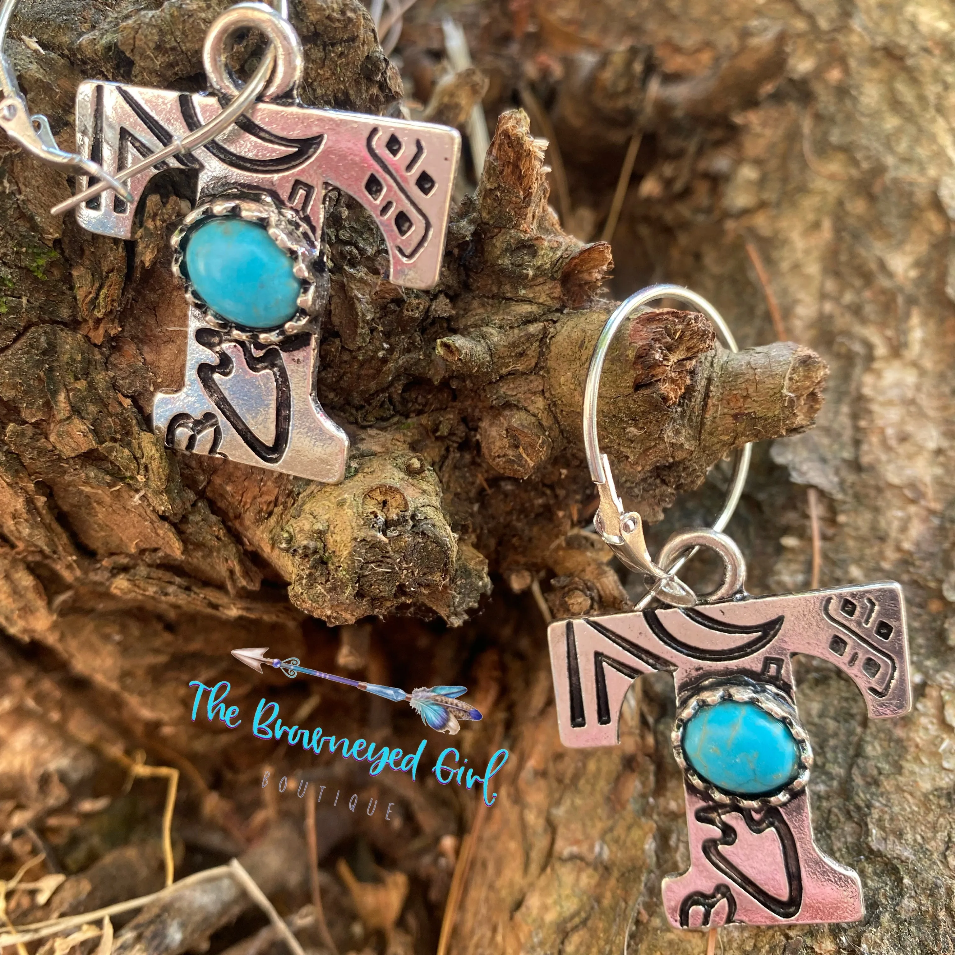 Turquoise Stoned Initial Earrings