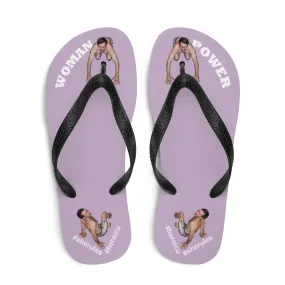 Woman Power Fabric Top Flip Flop Sandal Has Men Bow To Your Toes Pale Purple Color with White Letters (NEW 2023-04)