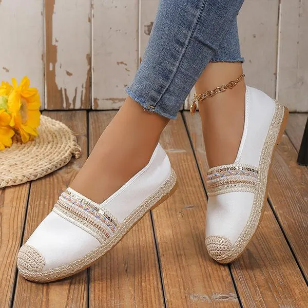 Women's Casual Ethnic Style Loafers Espadrille Shoes 12478113S