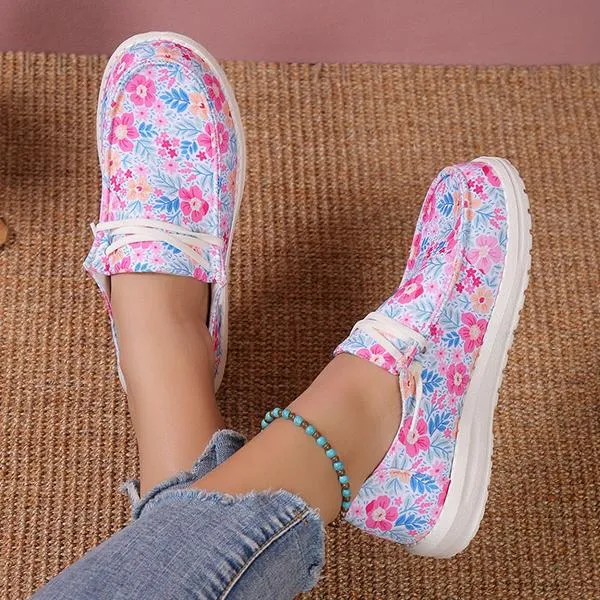 Women's Casual Flat Flower Print Canvas Shoes 37956209S