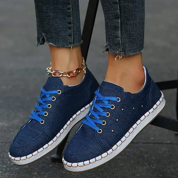 Women's Casual Lace-Up Canvas Shoes 05720584C