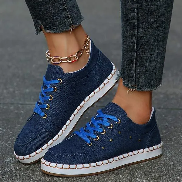 Women's Casual Lace-Up Canvas Shoes 05720584C