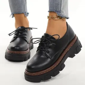 Women's Casual Lace-Up Thick Sole Derby Shoes 74432958S