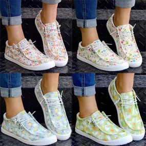 Women's Casual Rabbit Pattern Flat Canvas Shoes 72661610S