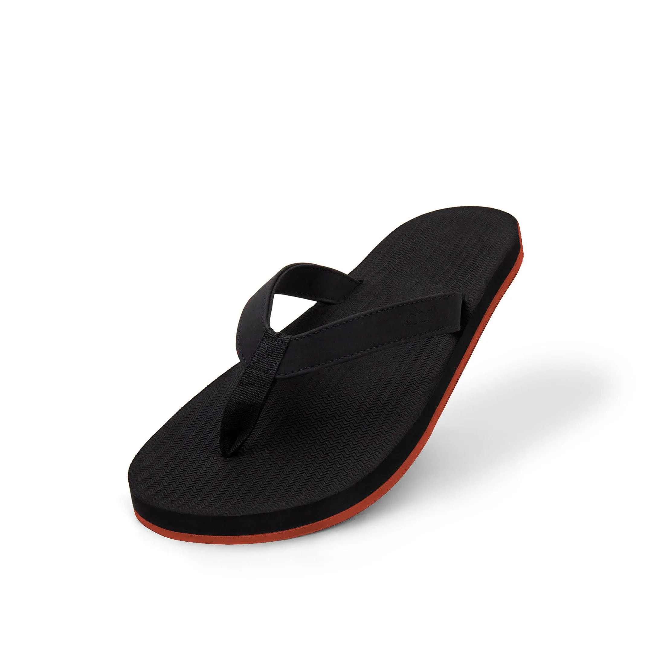 Women's Flip Flops Sneaker Sole - Black/Orange Sole