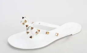 Women's Studded Jelly Sandal In White