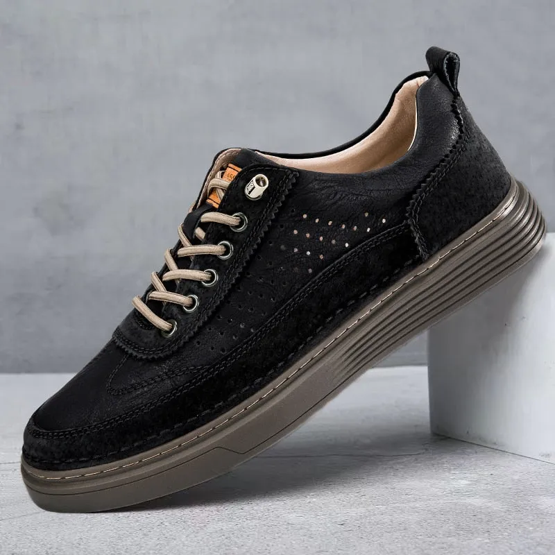 Xituodai  New Arrival Casual Shoes Men Luxury Brand Man Genuine  Leather White Sneakers Leisure Walk Italian Vulcanized Shoes Hollow Out