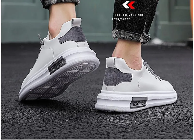 Xituodai  PU Leather Casual Sneakers for Men Non-slip White Shoes Vulcanized Trainers Male Fashion Outdoor Flats Sports Running Shoes